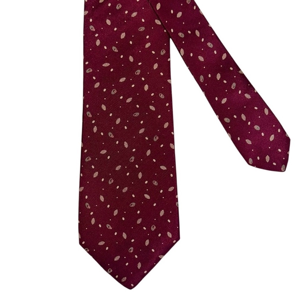 Gianni Versace Mens Tie Silk Handmade Burgundy Geometric 3.25x57” Italy